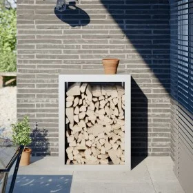 White steel firewood rack 60x40x80 cm by , Firewood bags and holders - Ref: Foro24-850997, Price: 101,89 €, Discount: %