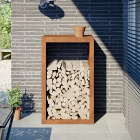 Verrosteter Stahlholzstapel 60x40x100 cm von , Brennholztaschen und -halter - Ref: Foro24-850995, Preis: 108,83 €, Rabatt: %