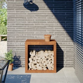 Rusty steel firewood rack 60x40x60 cm by , Firewood bags and holders - Ref: Foro24-851009, Price: 75,71 €, Discount: %