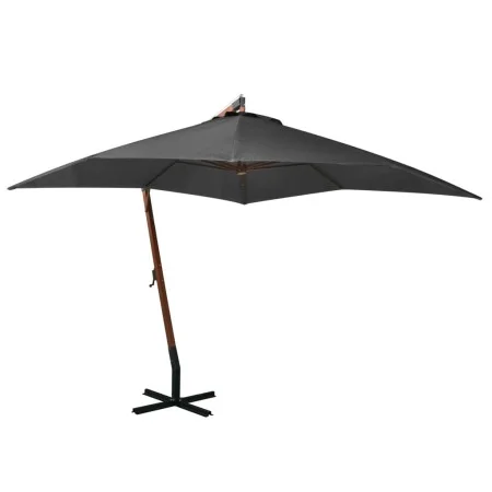 Hanging umbrella with gray anthracite fir wood pole 3x3 m by vidaXL, Umbrellas - Ref: Foro24-313774, Price: 138,52 €, Discoun...