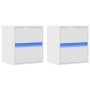 Wall-mounted bedside tables with LED lights 2 units white by , Nightstands - Ref: Foro24-3307962, Price: 99,62 €, Discount: %