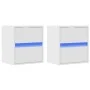 Wall-mounted bedside tables with LED lights 2 units white by , Nightstands - Ref: Foro24-3307962, Price: 98,01 €, Discount: %