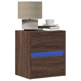 Wall-mounted bedside tables with LED lights, 2 units, brown oak. by , Nightstands - Ref: Foro24-3307974, Price: 76,87 €, Disc...