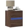 Wall-mounted bedside tables with LED lights, 2 units, brown oak. by , Nightstands - Ref: Foro24-3307974, Price: 76,87 €, Disc...