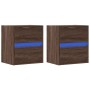 Wall-mounted bedside tables with LED lights, 2 units, brown oak. by , Nightstands - Ref: Foro24-3307974, Price: 77,84 €, Disc...