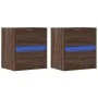 Wall-mounted bedside tables with LED lights, 2 units, brown oak. by , Nightstands - Ref: Foro24-3307974, Price: 76,87 €, Disc...