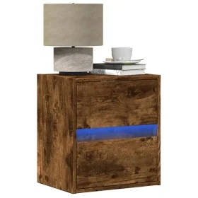 Wall-mounted bedside table with LED lights in smoked oak. by , Nightstands - Ref: Foro24-3307969, Price: 52,56 €, Discount: %