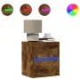 Wall-mounted bedside table with LED lights in smoked oak. by , Nightstands - Ref: Foro24-3307969, Price: 52,56 €, Discount: %