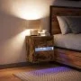 Wall-mounted bedside table with LED lights in smoked oak. by , Nightstands - Ref: Foro24-3307969, Price: 52,56 €, Discount: %