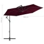 Sombrilla voladiza con palo de aluminio rojo burdeos 300 cm de vidaXL, Sombrillas - Ref: Foro24-313754, Precio: 98,89 €, Desc...