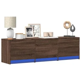 Mueble de TV LED madera ingeniería marrón roble 140x34x40 cm de , Muebles TV - Ref: Foro24-852249, Precio: 95,48 €, Descuento: %