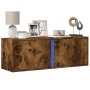 Mueble de TV de pared con luces LED roble ahumado 100x31x35 cm de , Muebles TV - Ref: Foro24-852268, Precio: 61,56 €, Descuen...