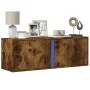 Wall-mounted TV stand with smoked oak finish and LED lights 100x31x35 cm by , TV Furniture - Ref: Foro24-852268, Price: 59,01...