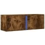 Wall-mounted TV stand with smoked oak finish and LED lights 100x31x35 cm by , TV Furniture - Ref: Foro24-852268, Price: 59,01...