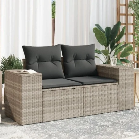 Sofá de jardín con cojines 2 plazas ratán sintético gris claro by , Outdoor sofas - Ref: Foro24-366187, Price: 179,83 €, Disc...
