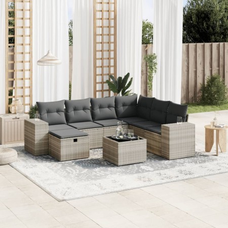 Gartensofagarnitur 8-teilig mit grauen Polstern aus synthetischem Rattan von , Gartensets - Ref: Foro24-3264468, Preis: 557,5...