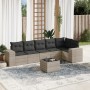 Set de sofás de jardín 7 pzas con cojines ratán PE gris claro by , Garden sets - Ref: Foro24-3222601, Price: 504,40 €, Discou...