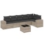 Set de sofás de jardín 7 pzas con cojines ratán PE gris claro by , Garden sets - Ref: Foro24-3222601, Price: 504,40 €, Discou...