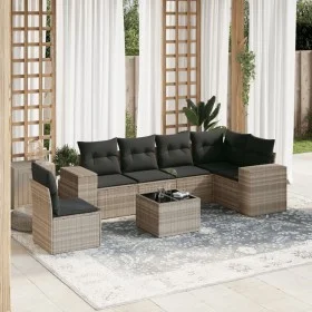 Set de sofás de jardín 7 pzas con cojines ratán PE gris claro by , Garden sets - Ref: Foro24-3222641, Price: 494,73 €, Discou...