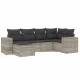 Gartensofagarnitur 6-teilig mit grauen Polstern aus synthetischem Rattan von , Gartensets - Ref: Foro24-3222861, Preis: 430,8...