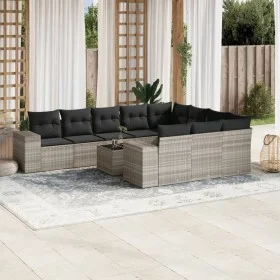 Set de sofás de jardín 11 pzas y cojines ratán sintético gris by , Garden sets - Ref: Foro24-3223101, Price: 757,11 €, Discou...