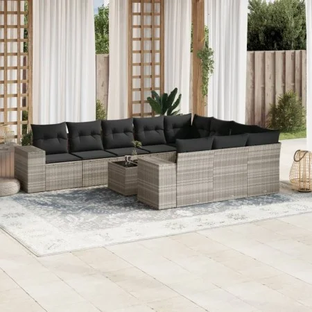 Set de sofás de jardín 11 pzas y cojines ratán sintético gris by , Garden sets - Ref: Foro24-3223101, Price: 757,11 €, Discou...