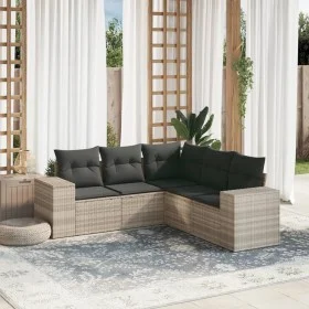 Garden sofa set and cushions 5 pieces light gray synthetic rattan by , Garden sets - Ref: Foro24-3222551, Price: 378,51 €, Di...