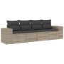 Gartensofagarnitur 4-teilig mit grauen Polstern aus synthetischem Rattan von , Modulare Sofas für den Außenbereich - Ref: For...
