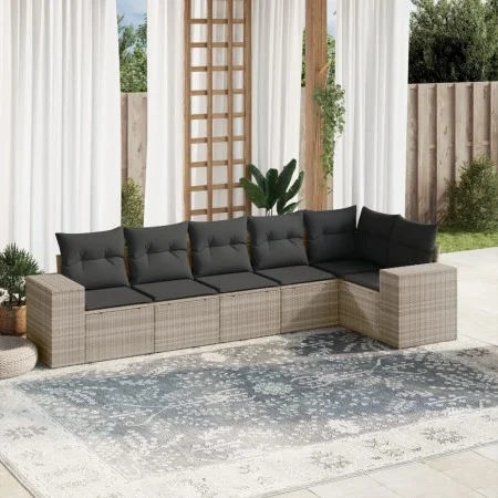Set de sofás de jardín 6 pzas y cojines ratán sintético gris by , Garden sets - Ref: Foro24-3222591, Price: 440,83 €, Discoun...