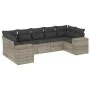 Set de sofás de jardín 7 pzas con cojines ratán PE gris claro by , Garden sets - Ref: Foro24-3222991, Price: 524,31 €, Discou...