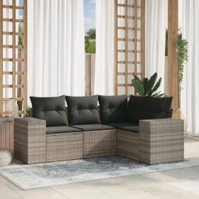 Gartensofagarnitur 4-teilig mit grauen Polstern aus synthetischem Rattan von , Modulare Sofas für den Außenbereich - Ref: For...
