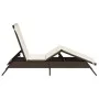 Liegestuhl mit braunem Kunststoff-Rattankissen. von , Liegen - Ref: Foro24-4002702, Preis: 144,18 €, Rabatt: %