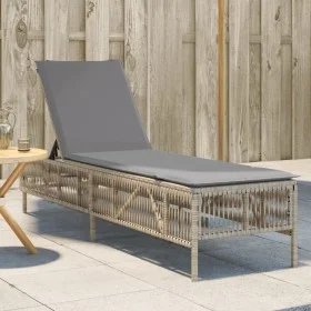 Liegestuhl mit beigem Kunststoff-Rattankissen von , Liegen - Ref: Foro24-4002740, Preis: 150,38 €, Rabatt: %