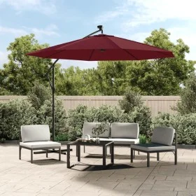 Cantilever parasol with LED lights and red wine red steel pole by vidaXL, Umbrellas - Ref: Foro24-313780, Price: 120,56 €, Di...