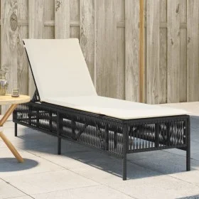 Tumbona con cojín ratán sintético negro by , Loungers - Ref: Foro24-4002737, Price: 146,53 €, Discount: %