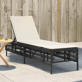 Tumbona con cojín ratán sintético negro de , Tumbonas - Ref: Foro24-4002737, Precio: 149,39 €, Descuento: %