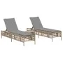 Tumbonas con mesita 2 unidades ratán sintético beige by , Loungers - Ref: Foro24-4002749, Price: 299,73 €, Discount: %