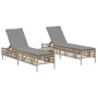Tumbonas con mesita 2 unidades ratán sintético beige by , Loungers - Ref: Foro24-4002749, Price: 313,15 €, Discount: %