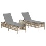 Liegestühle mit Tisch, 2 Stück, aus synthetischem Rattan in Beige. von , Liegen - Ref: Foro24-4002749, Preis: 313,15 €, Rabat...