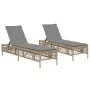Liegestühle mit Kissen, 2 Stück, aus synthetischem Rattan in Beige. von , Liegen - Ref: Foro24-3261599, Preis: 292,09 €, Raba...