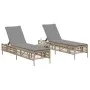 Liegestühle mit Kissen, 2 Stück, aus synthetischem Rattan in Beige. von , Liegen - Ref: Foro24-3261599, Preis: 292,09 €, Raba...
