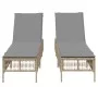 Liegestühle mit Kissen, 2 Stück, aus synthetischem Rattan in Beige. von , Liegen - Ref: Foro24-3261599, Preis: 292,09 €, Raba...