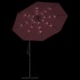 Sombrilla voladiza con luces LED y poste acero rojo vino tinto de vidaXL, Sombrillas - Ref: Foro24-313780, Precio: 126,51 €, ...