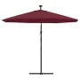 Cantilever parasol with LED lights and red wine red steel pole by vidaXL, Umbrellas - Ref: Foro24-313780, Price: 120,56 €, Di...
