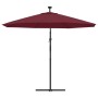 Sombrilla voladiza con luces LED y poste acero rojo vino tinto de vidaXL, Sombrillas - Ref: Foro24-313780, Precio: 126,51 €, ...