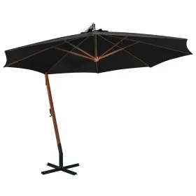 Hanging parasol with solid black fir wood pole 3.5x2.9 m by vidaXL, Umbrellas - Ref: Foro24-313772, Price: 202,78 €, Discount: %