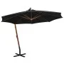 Hanging parasol with solid black fir wood pole 3.5x2.9 m by vidaXL, Umbrellas - Ref: Foro24-313772, Price: 202,78 €, Discount: %