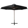 Hanging parasol with solid black fir wood pole 3.5x2.9 m by vidaXL, Umbrellas - Ref: Foro24-313772, Price: 202,78 €, Discount: %
