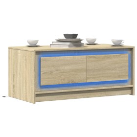 Mesa de centro con luces LED madera de ingeniería roble Sonoma by , Coffee table - Ref: Foro24-851986, Price: 89,10 €, Discou...