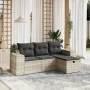 Set de sofás de jardín 4 pzas y cojines ratán sintético gris by , Garden sets - Ref: Foro24-3264378, Price: 285,71 €, Discoun...